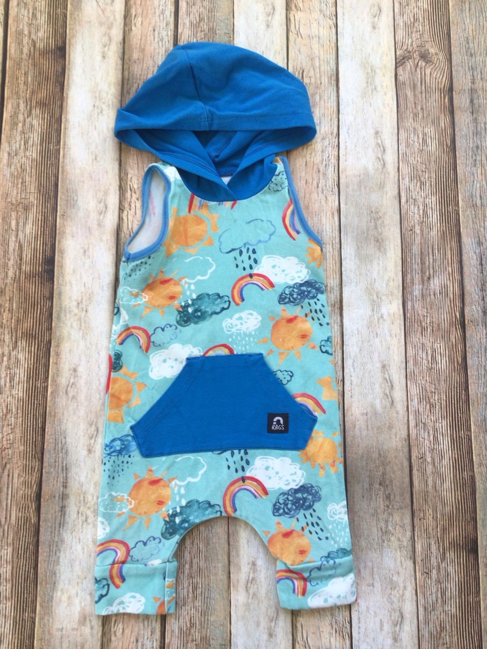 Rags to Raches Spring Showers Hooded Romper